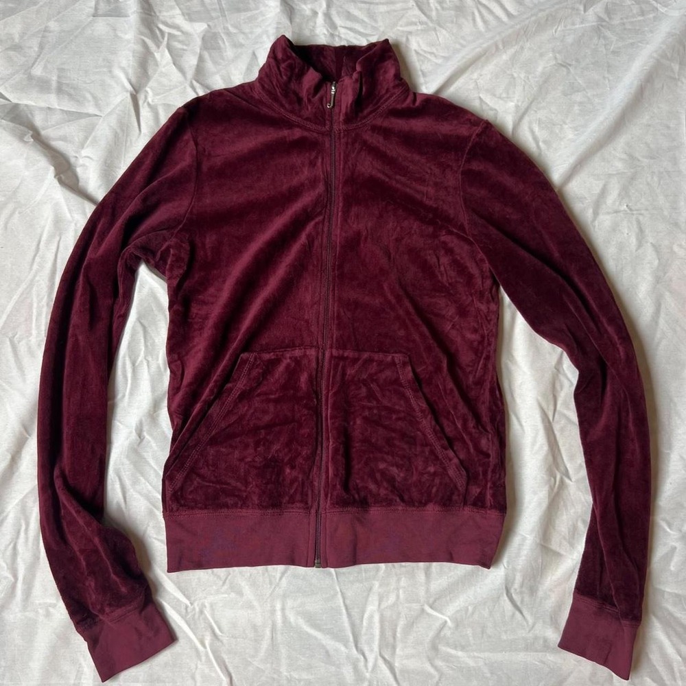 JUICY COUTURE Burgundy Velour Zip-Up - Picture 2 of 6